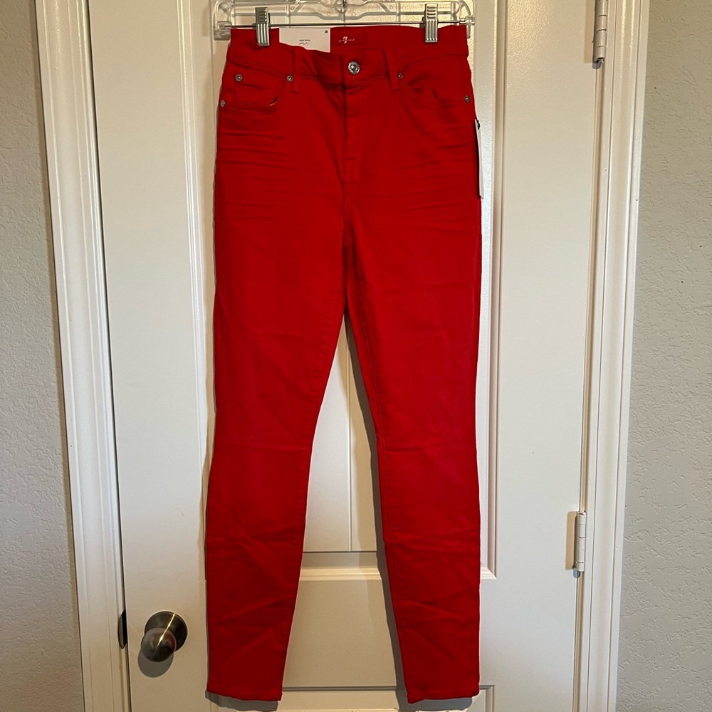 7 For All Mankind Red Skinny Jeans